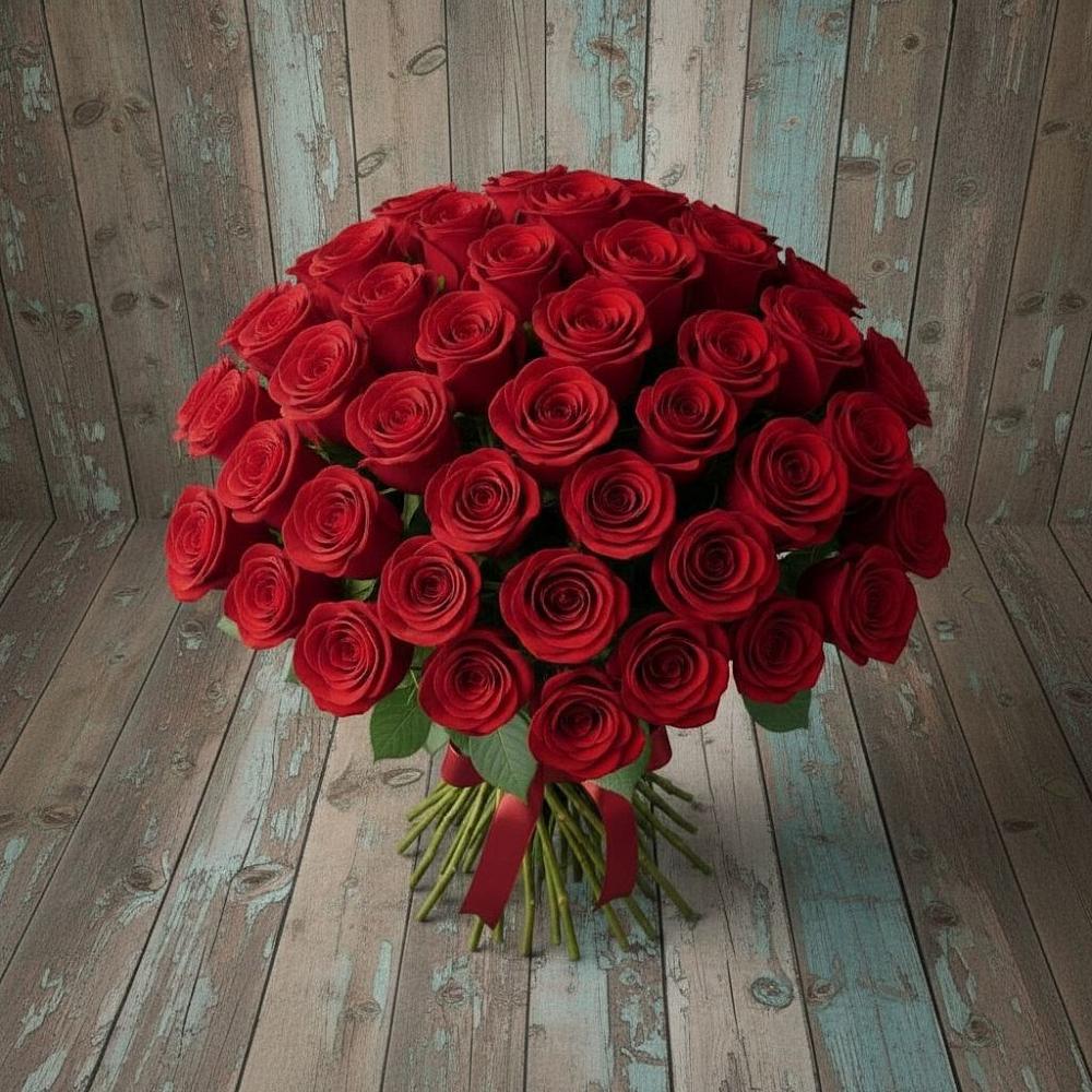 Букет 55 Красных роз Фридом в Караваево Костромской области
