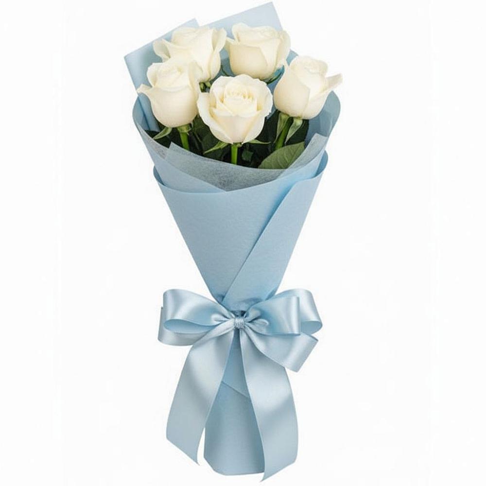 Букет 5 Белых роз Проуд в Караваево Костромской области