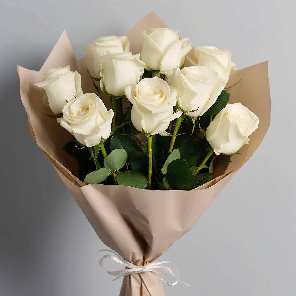 Букет 9 Белых роз Эдлесс Лав в Караваево Костромской области