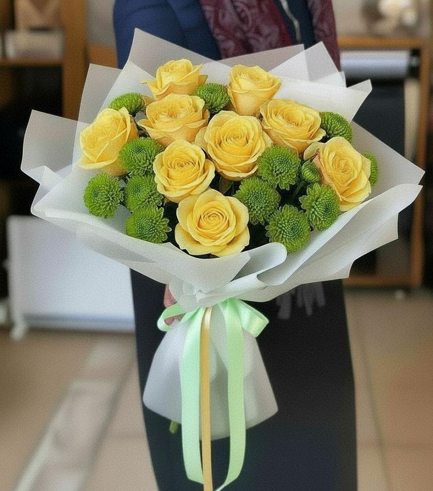 Букет цветов из: Хризантемы и Розы в Караваево Костромской области