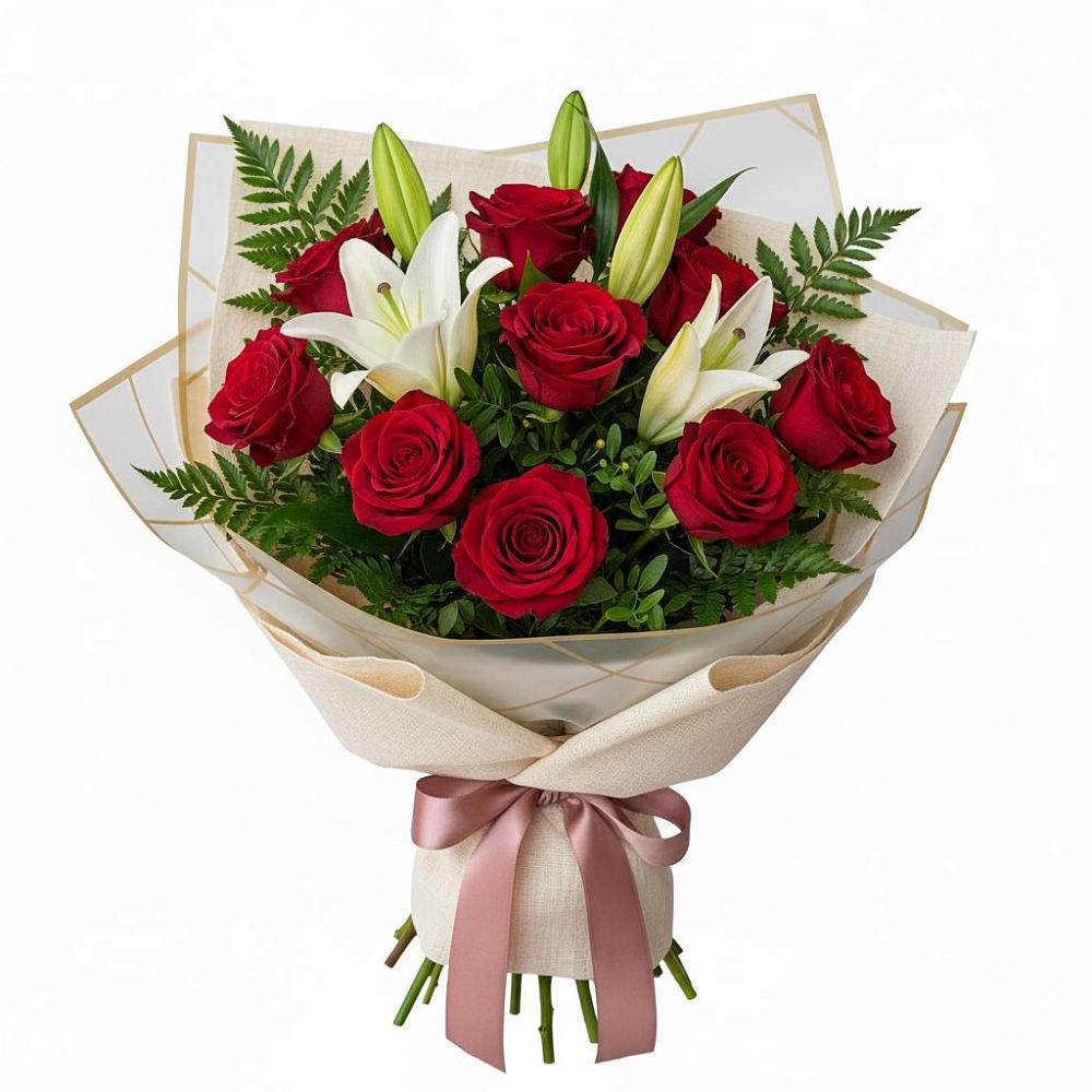 Букет цветов из: Лилии и Розы в Караваево Костромской области