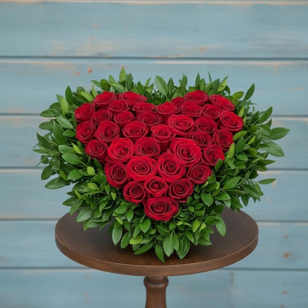 Цветочная композиция из Розы в виде сердца в Караваево Костромской области