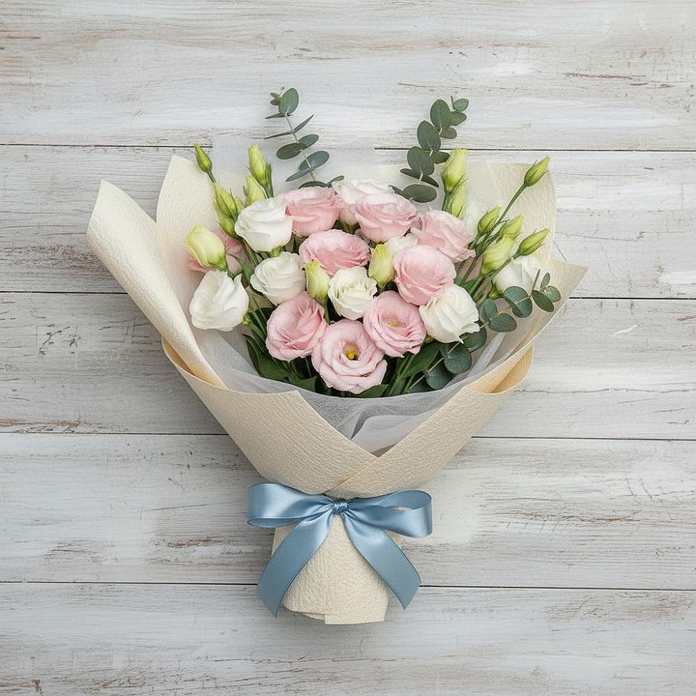 Букет цветов из: Лизиантусы в Караваево Костромской области